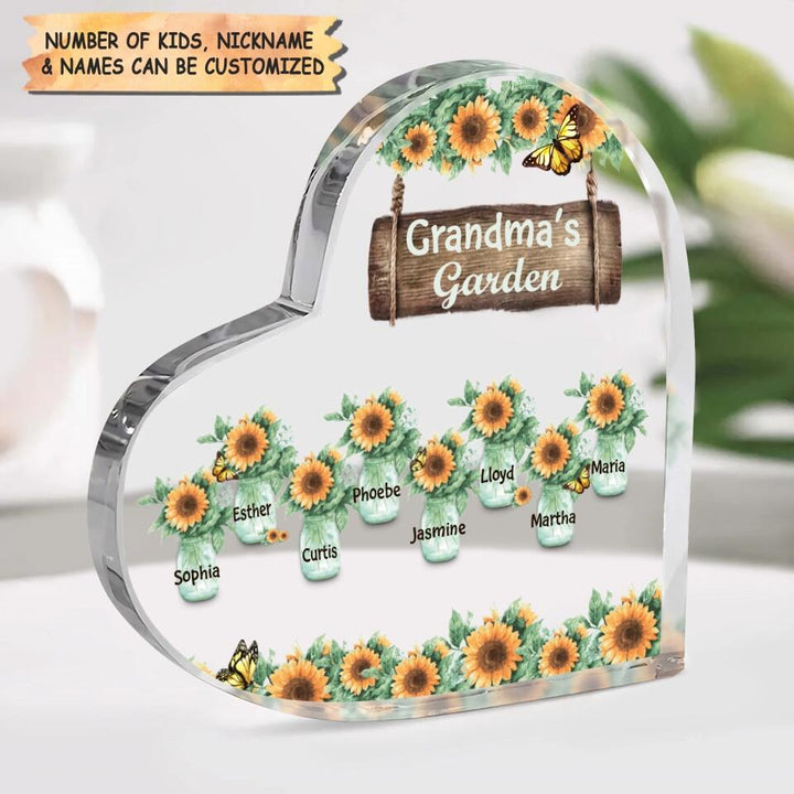 Personalized Heart-shaped Acrylic Plaque - Gift For Grandma - Grandma's Garden ARND018