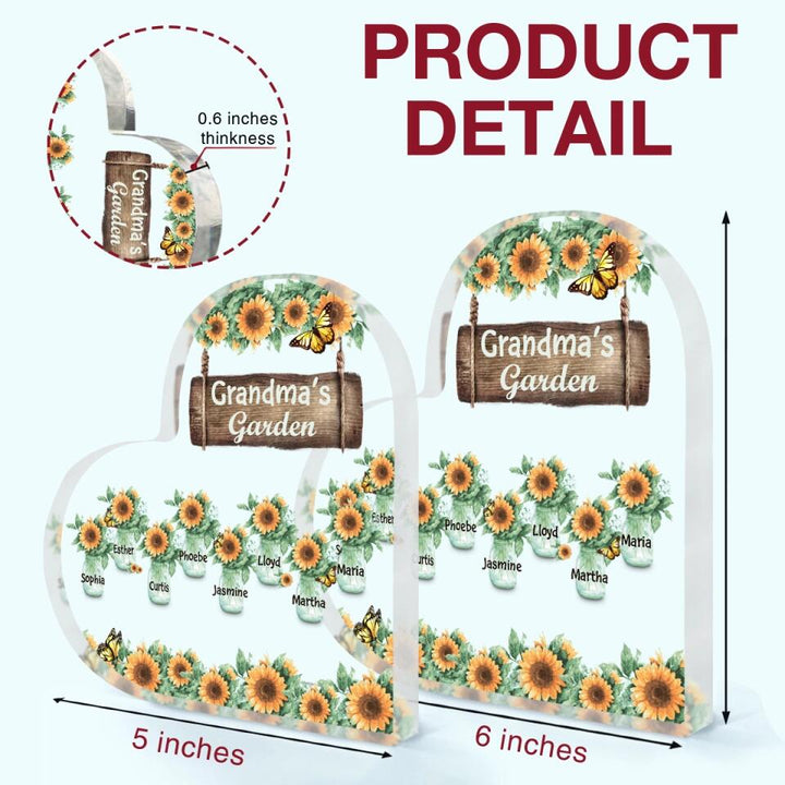 Personalized Heart-shaped Acrylic Plaque - Gift For Grandma - Grandma's Garden ARND018
