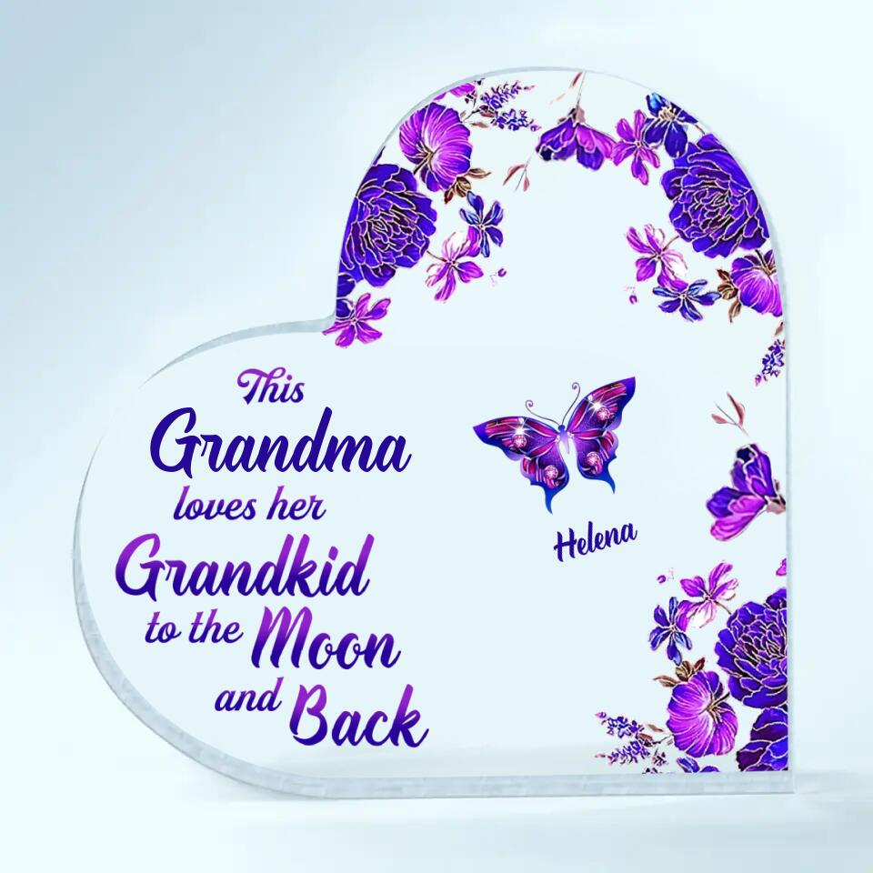 Personalized Heart-shaped Acrylic Plaque - Gift For Mom & Grandma - This Grandma Loves Her Grandkids ARND005