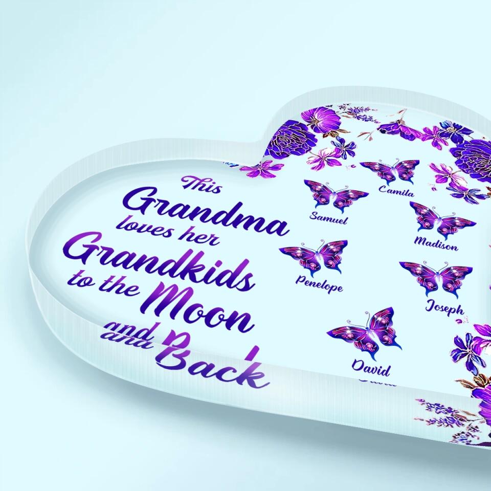 Personalized Heart-shaped Acrylic Plaque - Gift For Mom & Grandma - This Grandma Loves Her Grandkids ARND005