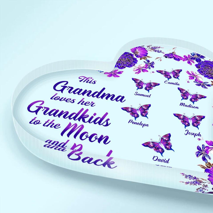 Personalized Heart-shaped Acrylic Plaque - Gift For Mom & Grandma - This Grandma Loves Her Grandkids ARND005