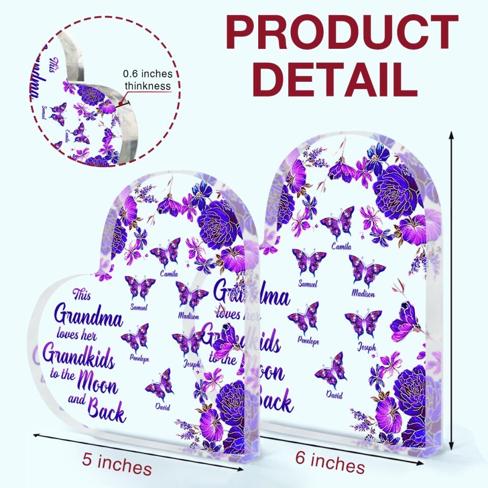 Personalized Heart-shaped Acrylic Plaque - Gift For Mom & Grandma - This Grandma Loves Her Grandkids ARND005
