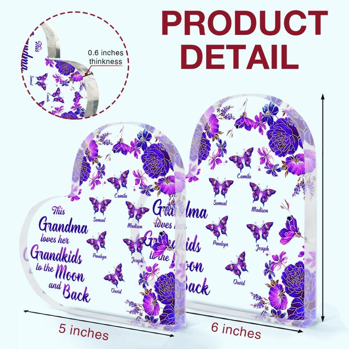 Personalized Heart-shaped Acrylic Plaque - Gift For Mom & Grandma - This Grandma Loves Her Grandkids ARND005