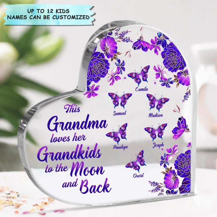 Personalized Heart-shaped Acrylic Plaque - Gift For Mom & Grandma - This Grandma Loves Her Grandkids ARND005
