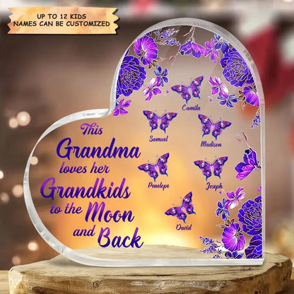 Personalized Heart-shaped Acrylic Plaque - Gift For Mom & Grandma - This Grandma Loves Her Grandkids ARND005