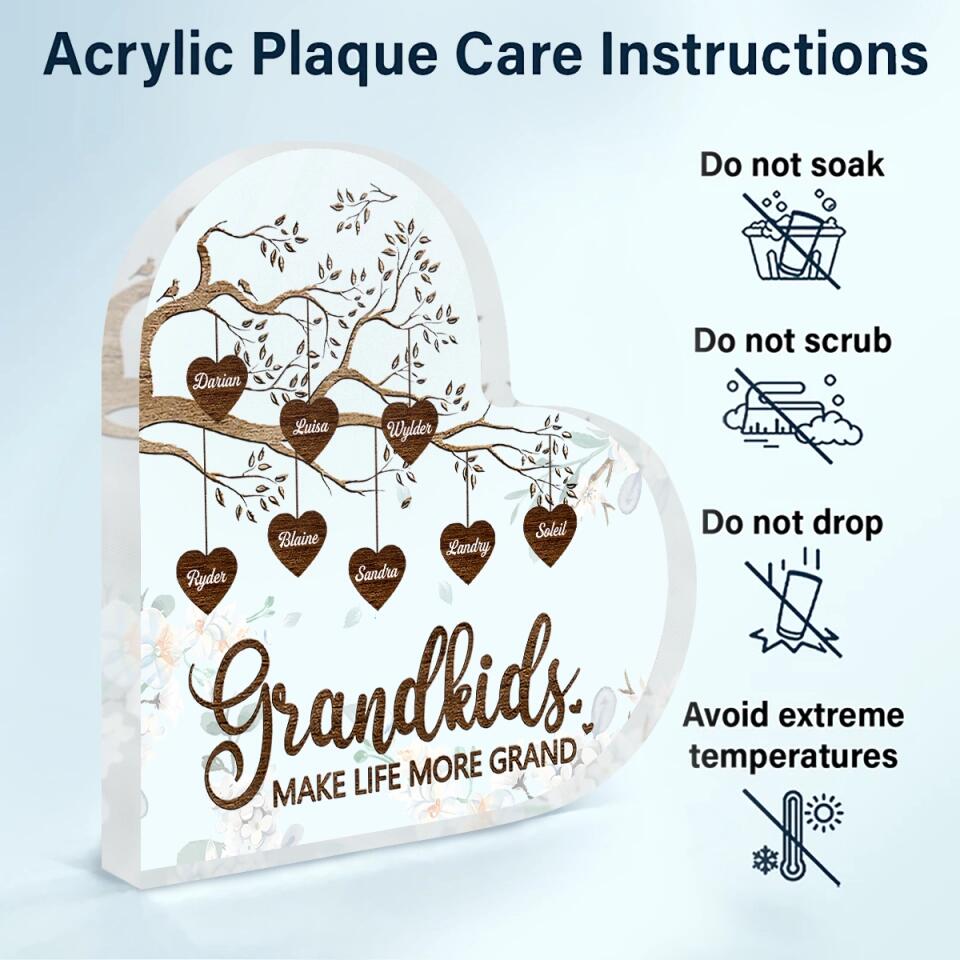 Personalized Heart-shaped Acrylic Plaque - Gift For Grandma - Grandchildren The Greatest Blessing Your Heart Will Ever Know ARND0014