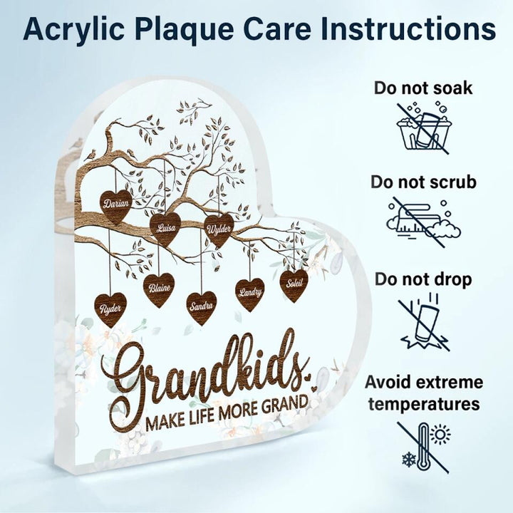 Personalized Heart-shaped Acrylic Plaque - Gift For Grandma - Grandchildren The Greatest Blessing Your Heart Will Ever Know ARND0014