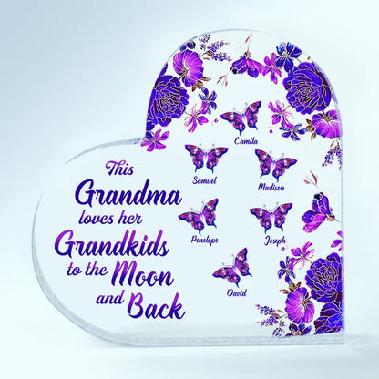 Personalized Heart-shaped Acrylic Plaque - Gift For Mom & Grandma - This Grandma Loves Her Grandkids ARND005
