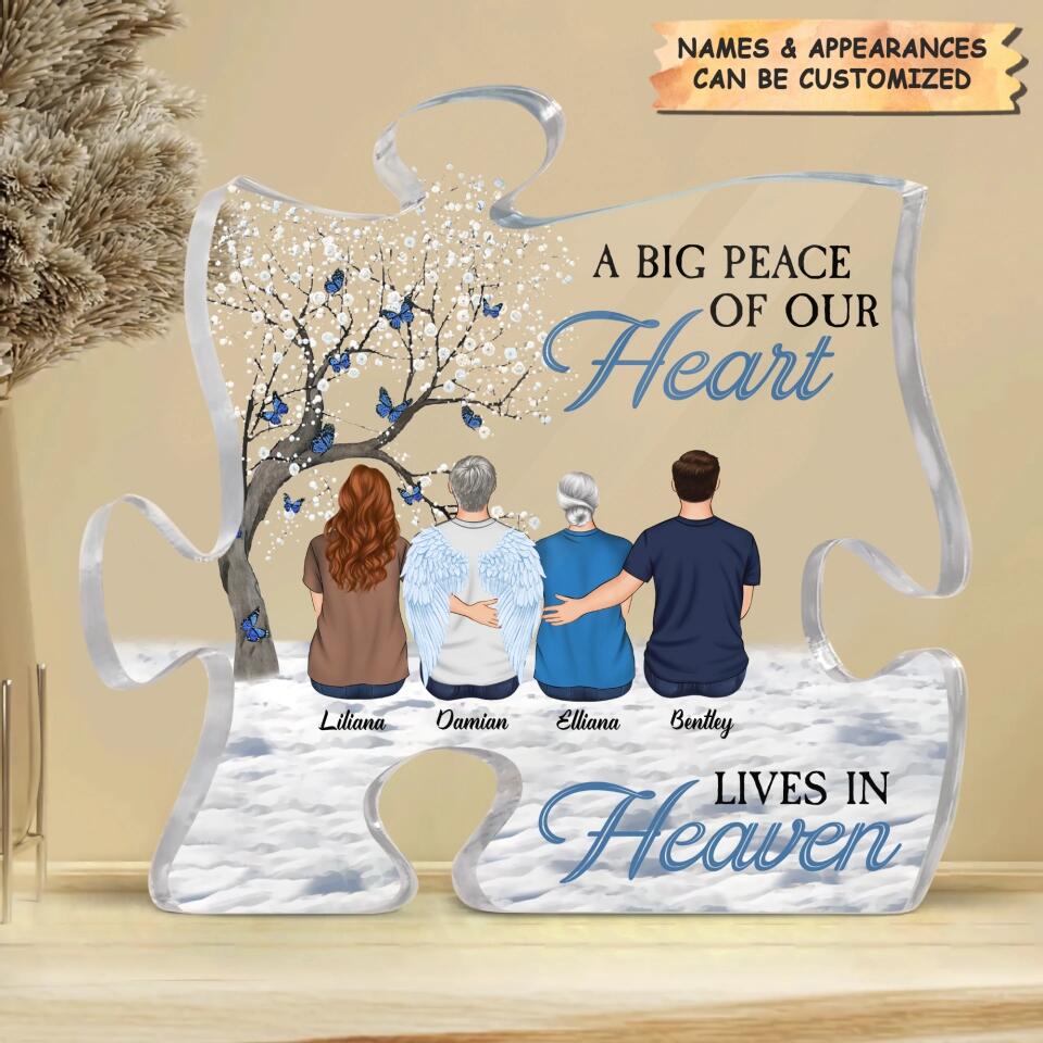 Personalized Puzzle Acrylic Plaque - Gift For Family - A Big Peace Of My Heart Lives In Heaven ARND036