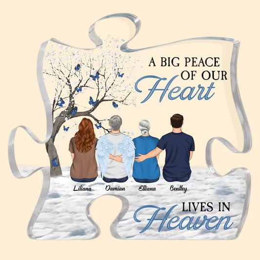 Personalized Puzzle Acrylic Plaque - Gift For Family - A Big Peace Of My Heart Lives In Heaven ARND036