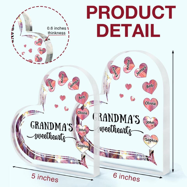 Personalized Heart-shaped Acrylic Plaque - Gift For Grandma - Grandma's Sweethearts ARND037