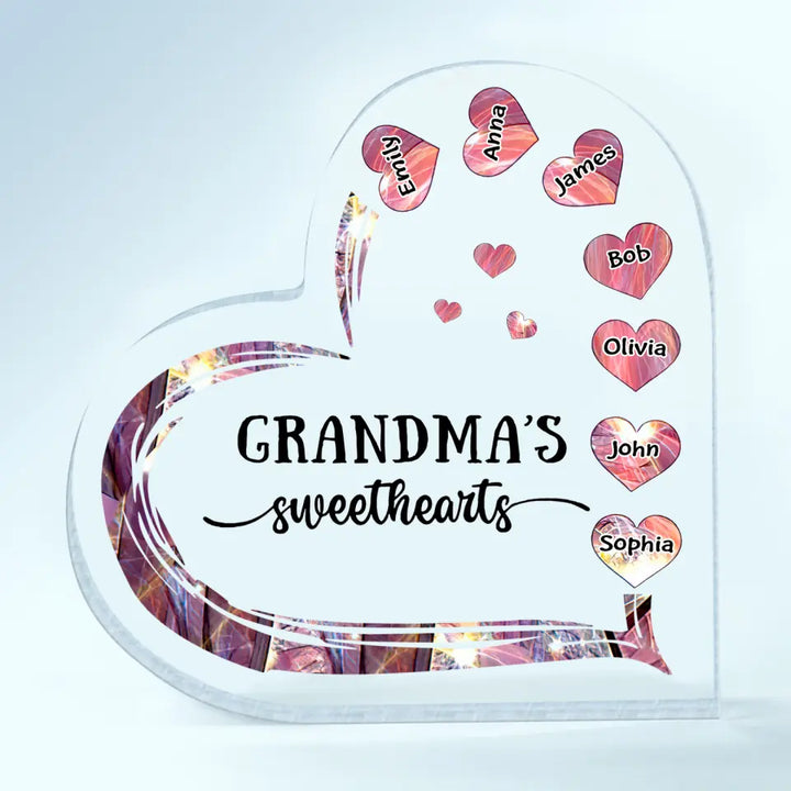 Personalized Heart-shaped Acrylic Plaque - Gift For Grandma - Grandma's Sweethearts ARND037