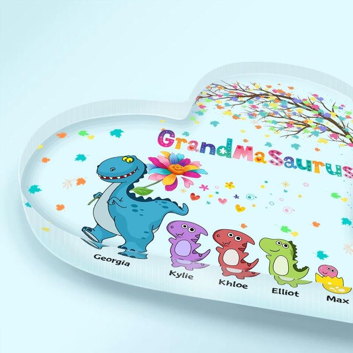 Personalized Heart-shaped Acrylic Plaque - Gift For Grandma - Grandmasaurus ARND037