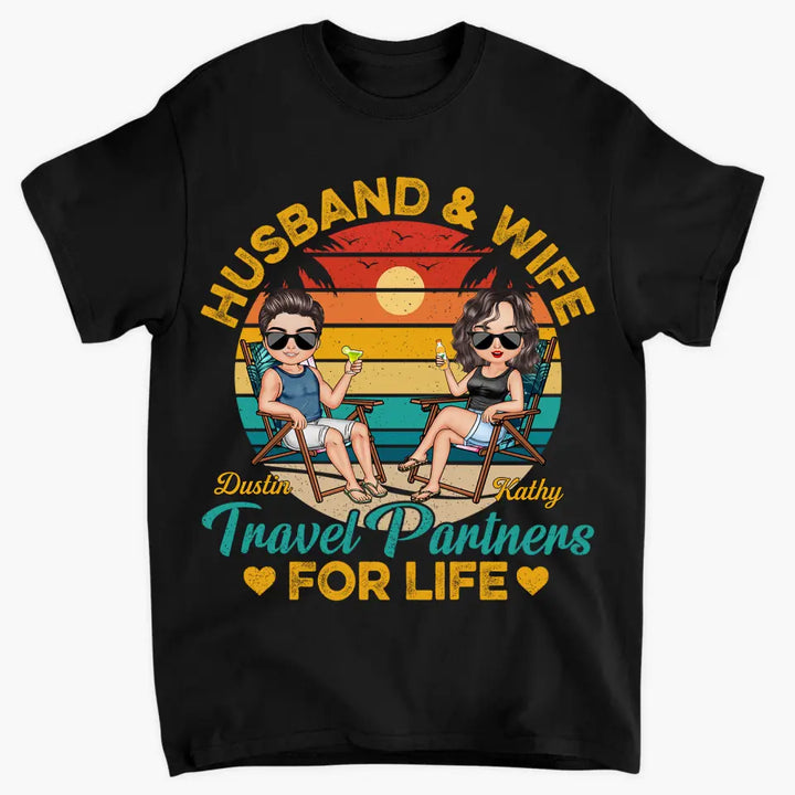 Personalize T-shirt - Gift For Couple - Husband & Wife Travel Partners For Life ARND0014
