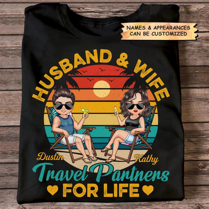 Personalize T-shirt - Gift For Couple - Husband & Wife Travel Partners For Life ARND0014