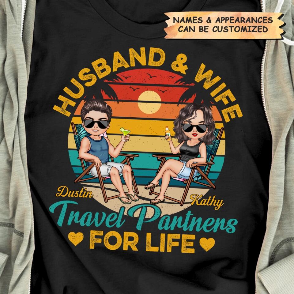 Personalize T-shirt - Gift For Couple - Husband & Wife Travel Partners For Life ARND0014