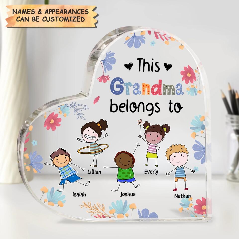 Personalized Heart-shaped Acrylic Plaque - Gift For Mom & Grandma - This Grandma Belongs To ARND018