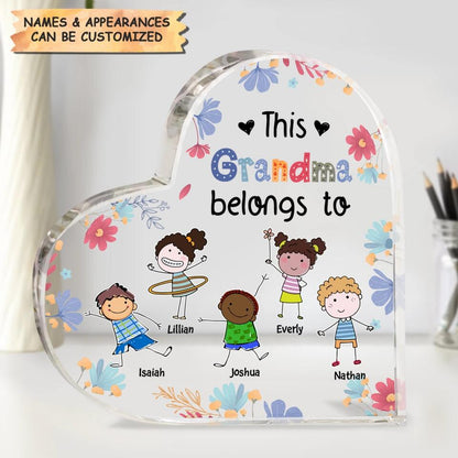 Personalized Heart-shaped Acrylic Plaque - Gift For Mom & Grandma - This Grandma Belongs To ARND018