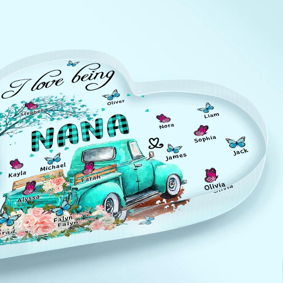 Personalized Heart-shaped Acrylic Plaque - Gift For Grandma - I Love Being Grandma ARND018