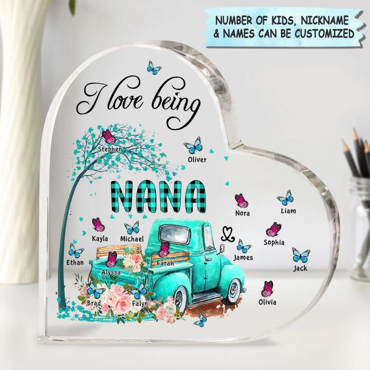 Personalized Heart-shaped Acrylic Plaque - Gift For Grandma - I Love Being Grandma ARND018