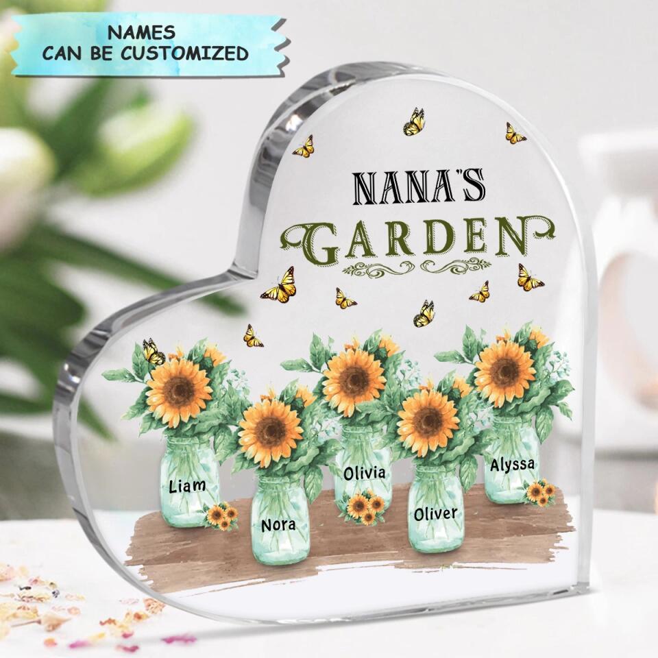 Personalized Heart-shaped Acrylic Plaque - Gift For Grandma - Grandma's Garden ARND036