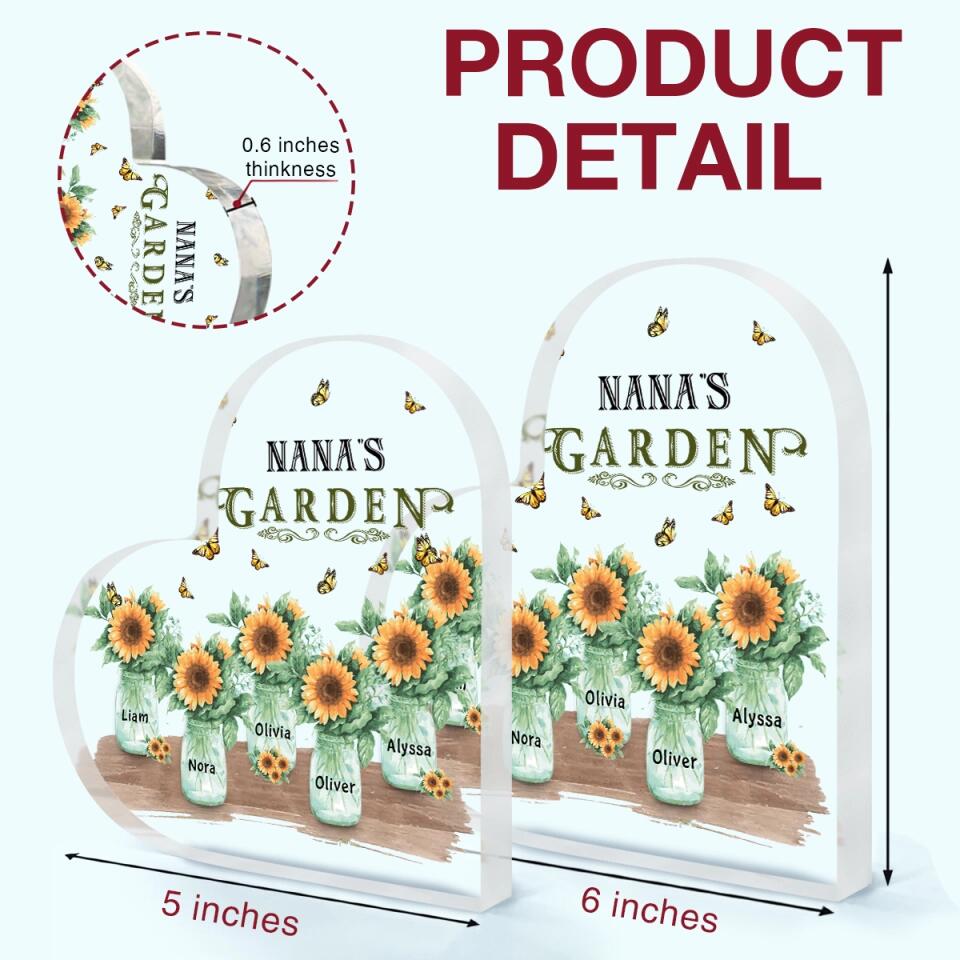 Personalized Heart-shaped Acrylic Plaque - Gift For Grandma - Grandma's Garden ARND036