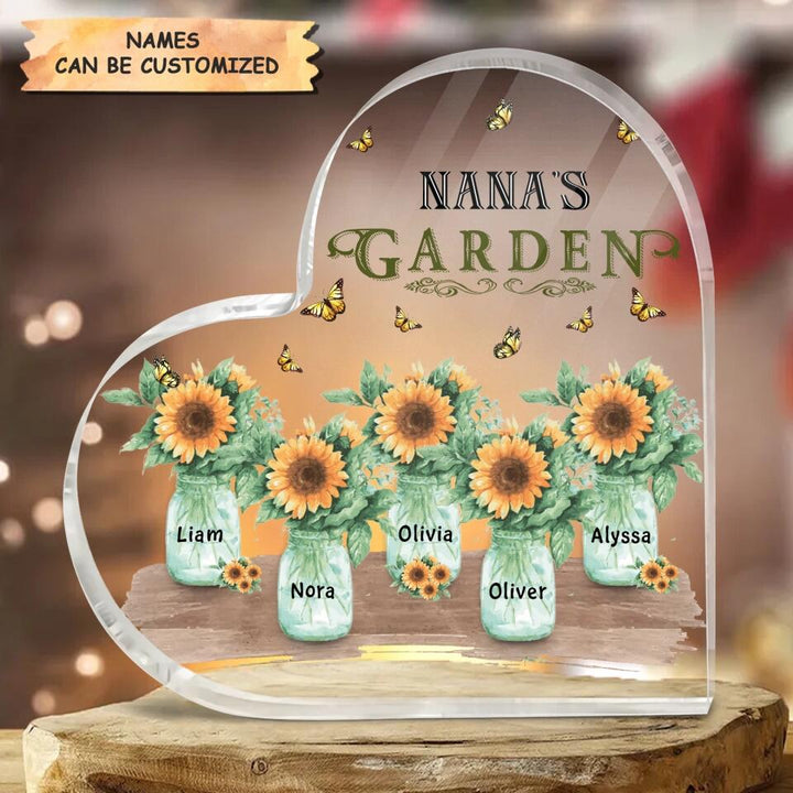 Personalized Heart-shaped Acrylic Plaque - Gift For Grandma - Grandma's Garden ARND036