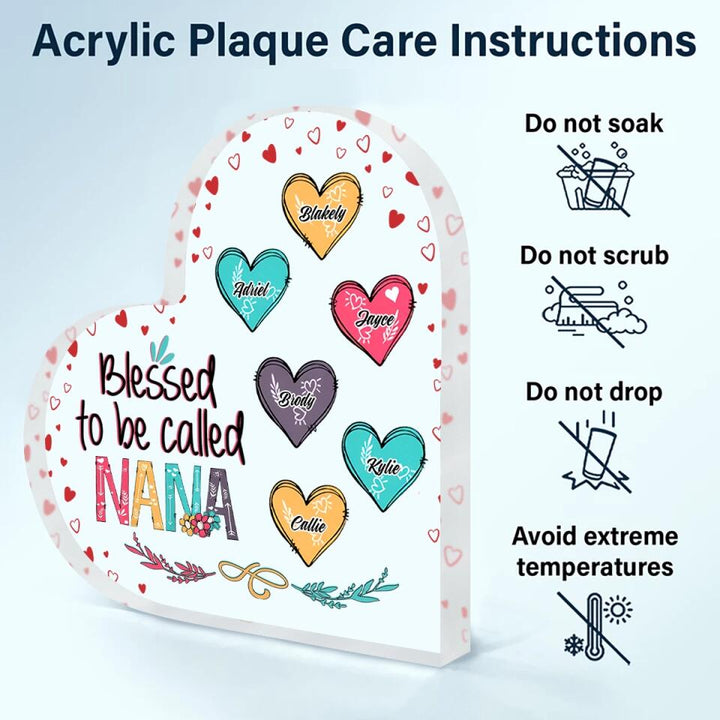 Personalized Heart-shaped Acrylic Plaque - Gift For Grandma - Blessed To Be Called Grandma ARND036