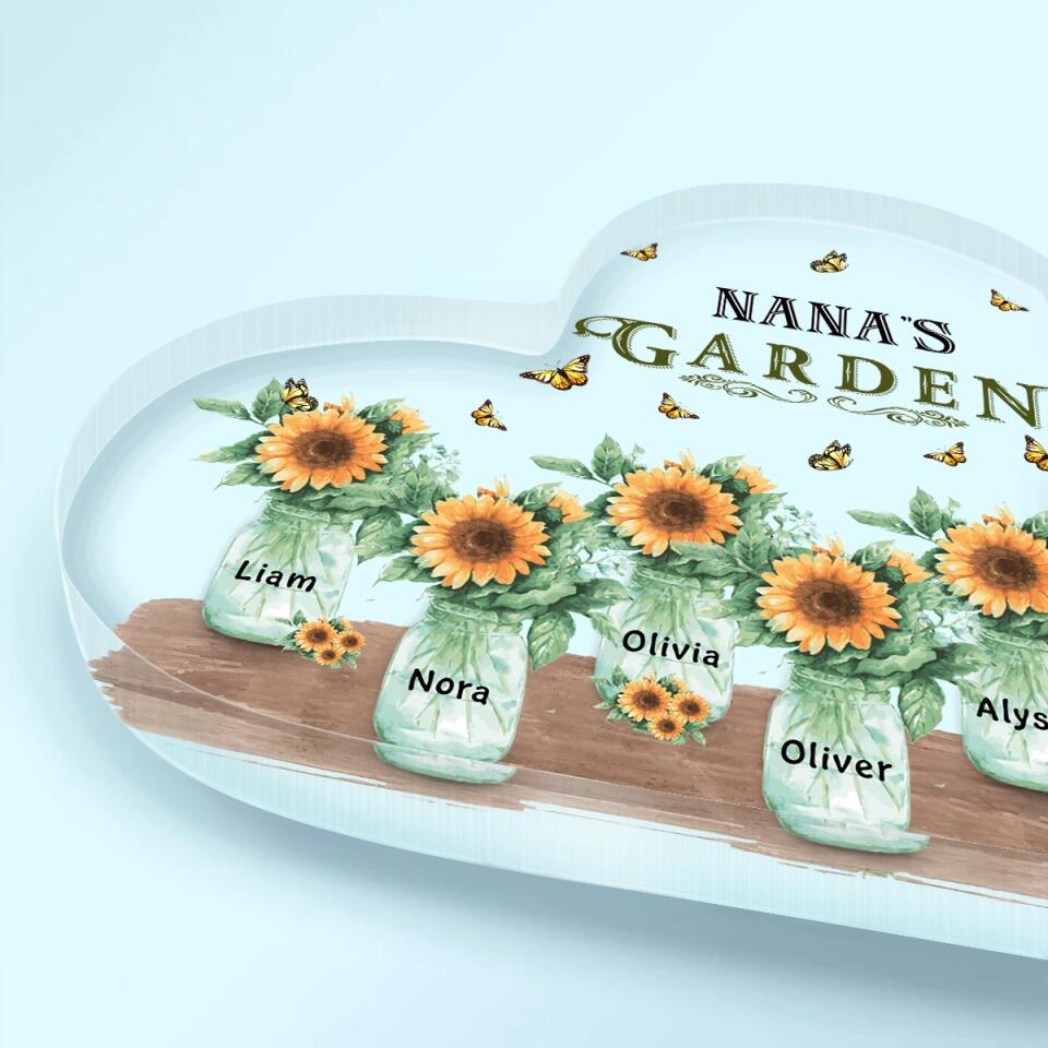 Personalized Heart-shaped Acrylic Plaque - Gift For Grandma - Grandma's Garden ARND036