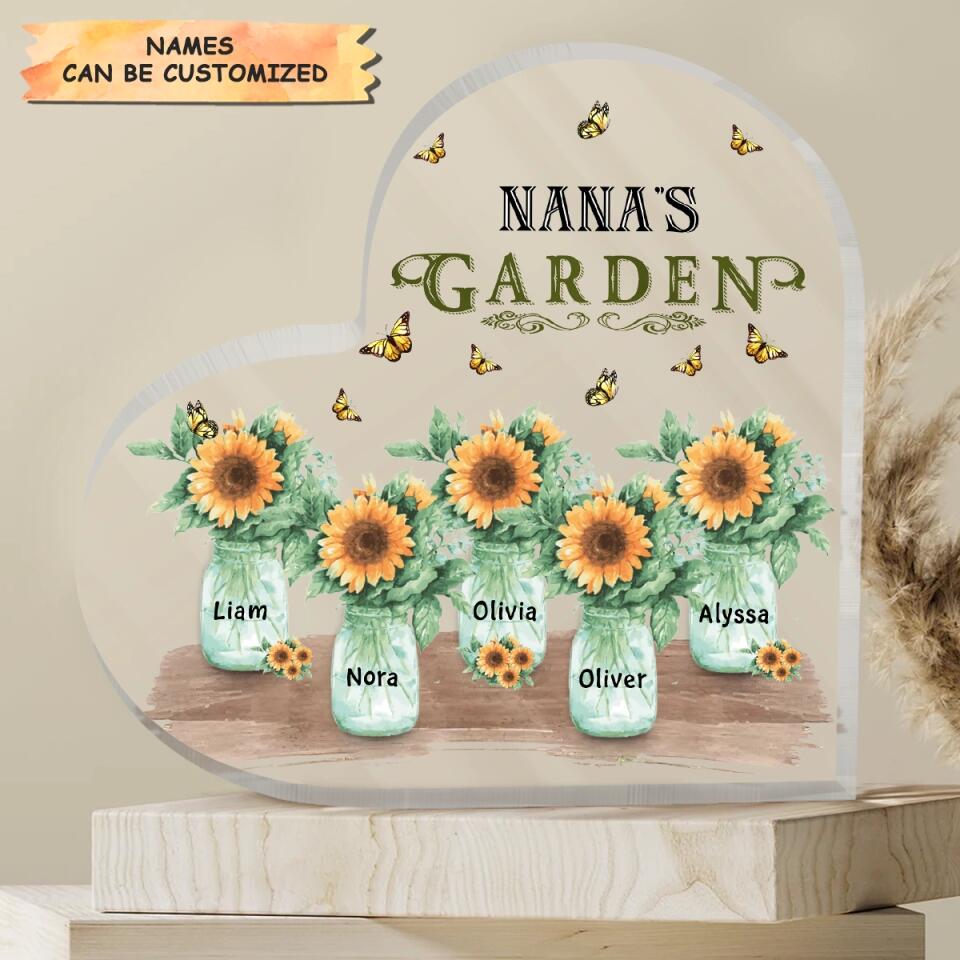 Personalized Heart-shaped Acrylic Plaque - Gift For Grandma - Grandma's Garden ARND036