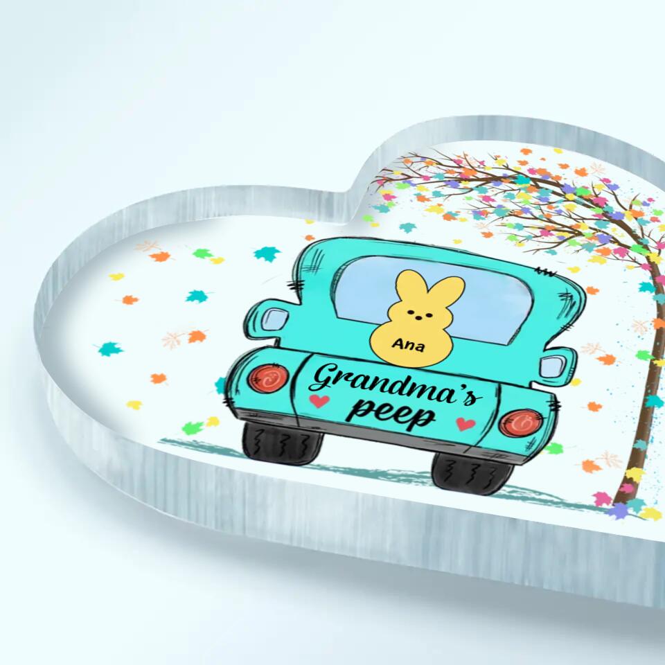 Grandma's Peeps Truck - Personalized Heart-shaped Acrylic Plaque - Easter Gift For Grandma, Mom