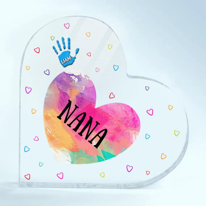Personalized Heart-shaped Acrylic Plaque - Gift For Mom & Grandma - Grandma Colorful Heart ARND005