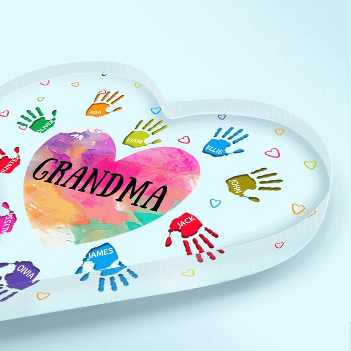 Personalized Heart-shaped Acrylic Plaque - Gift For Mom & Grandma - Grandma Colorful Heart ARND005