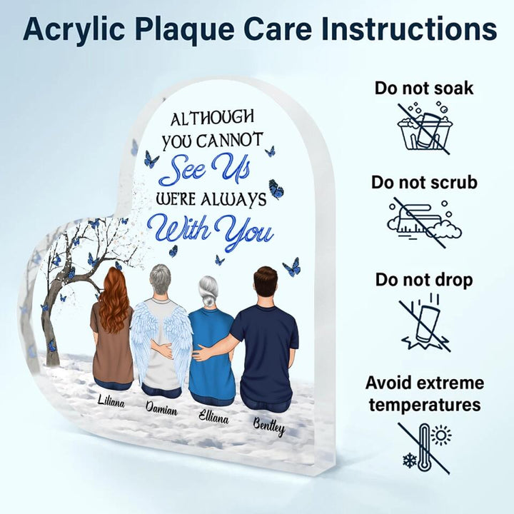 Personalized Heart-shaped Acrylic Plaque - Gift For Family Member - We're Always With You ARND036