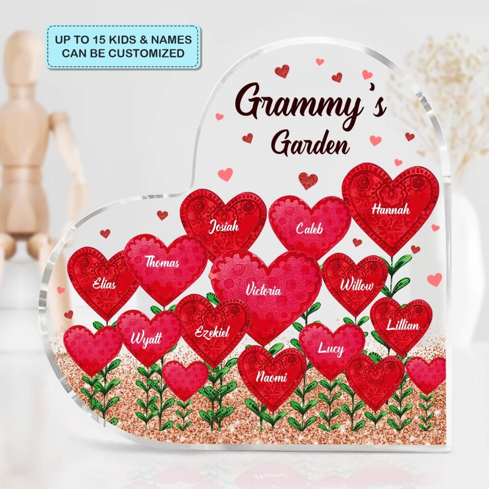 Personalized Heart-shaped Acrylic Plaque - Gift For Grandma - Grandma's Garden ARND037