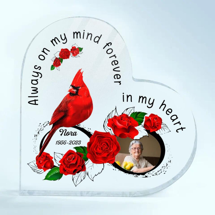Personalized Heart-shaped Acrylic Plaque - Gift For Family Member - Always On My Mind Forever In My Heart ARND037