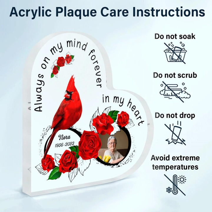 Personalized Heart-shaped Acrylic Plaque - Gift For Family Member - Always On My Mind Forever In My Heart ARND037