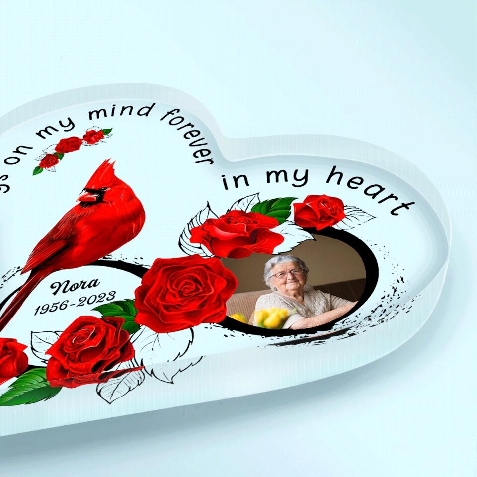 Personalized Heart-shaped Acrylic Plaque - Gift For Family Member - Always On My Mind Forever In My Heart ARND037