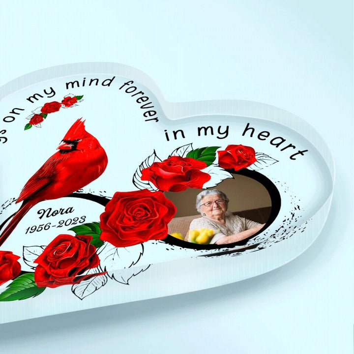 Personalized Heart-shaped Acrylic Plaque - Gift For Family Member - Always On My Mind Forever In My Heart ARND037