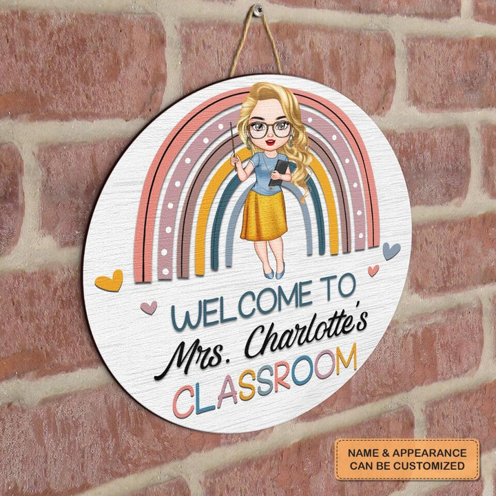 Personalized Door Sign - Gift For Teacher - Welcome To My Classroom ARND036