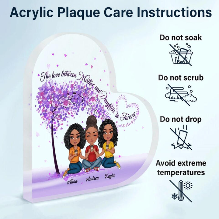 Personalized Heart-shaped Acrylic Plaque - Gift For Mom - Mother & Daughter Forever Linked Together Mother's Day Gift ARND0014