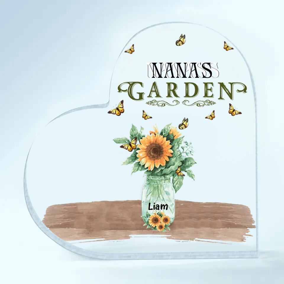 Personalized Heart-shaped Acrylic Plaque - Gift For Grandma - Grandma's Garden ARND036