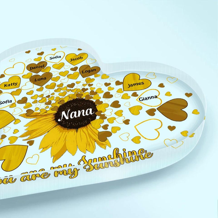 Personalized Heart-shaped Acrylic Plaque - Gift For Mom & Grandma - You Are My Sunshine ARND018