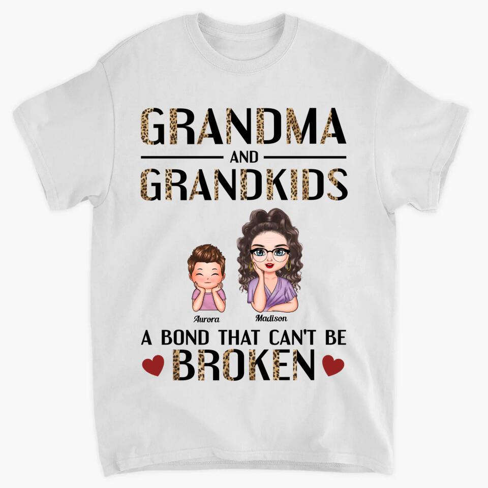 Personalized T-shirt - Gift For Grandma - Grandma & Grandkids A Bond That Can't Be Broken ARND037