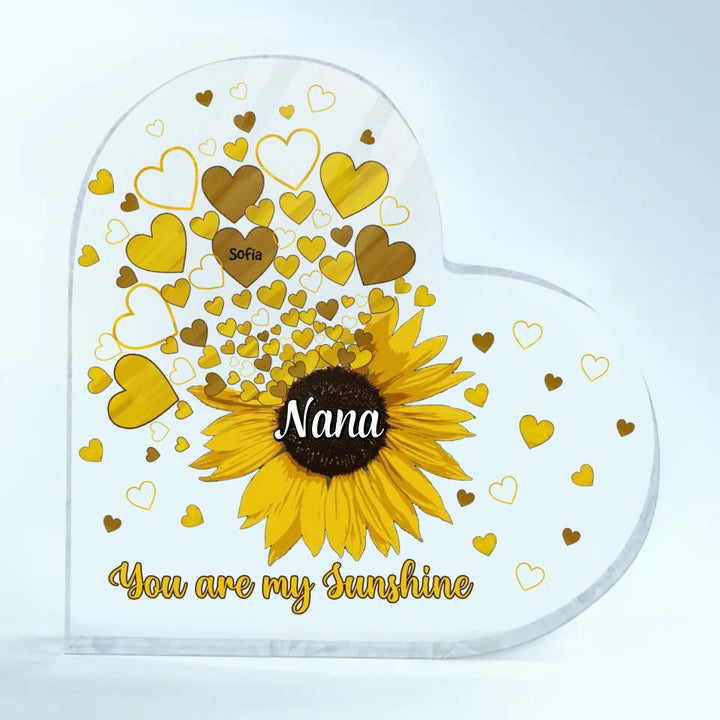 Personalized Heart-shaped Acrylic Plaque - Gift For Mom & Grandma - You Are My Sunshine ARND018