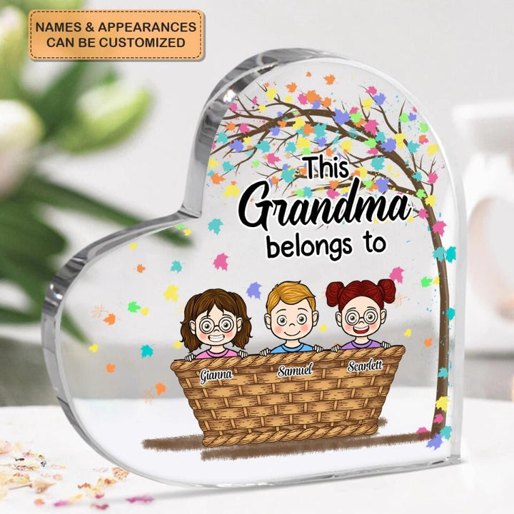 Personalized Heart-shaped Acrylic Plaque - Gift For Grandma - This Grandma Belongs To ARND037