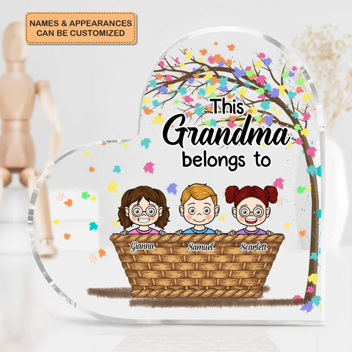 Personalized Heart-shaped Acrylic Plaque - Gift For Grandma - This Grandma Belongs To ARND037