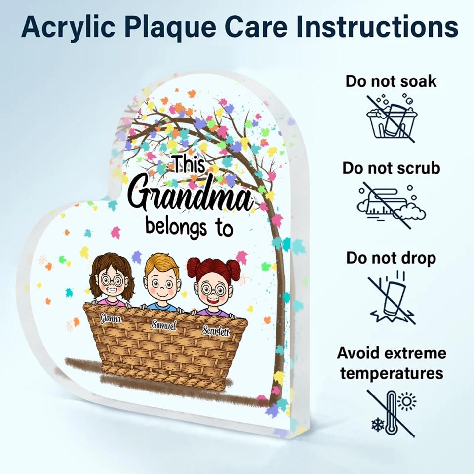 Personalized Heart-shaped Acrylic Plaque - Gift For Grandma - This Grandma Belongs To ARND037