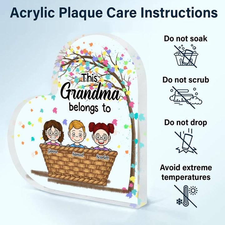 Personalized Heart-shaped Acrylic Plaque - Gift For Grandma - This Grandma Belongs To ARND037