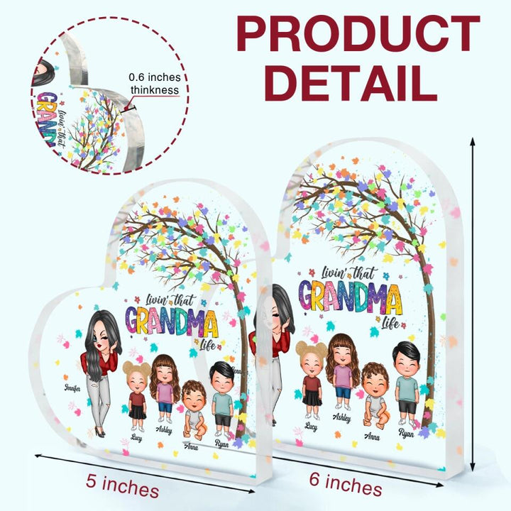 Personalized Heart-shaped Acrylic Plaque - Gift For Family - Living The Grandma Life ARND018